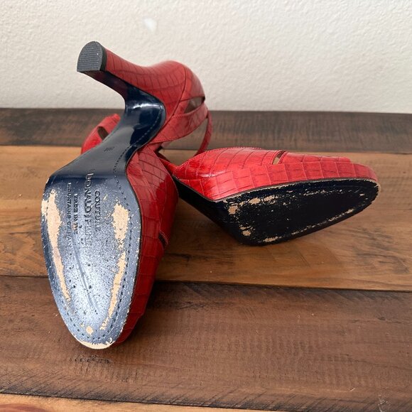 VTG Couture Donald J Pliner Leather Ankle Heels 8.5 Alligator officecore y2k 90s - Picture 11 of 14